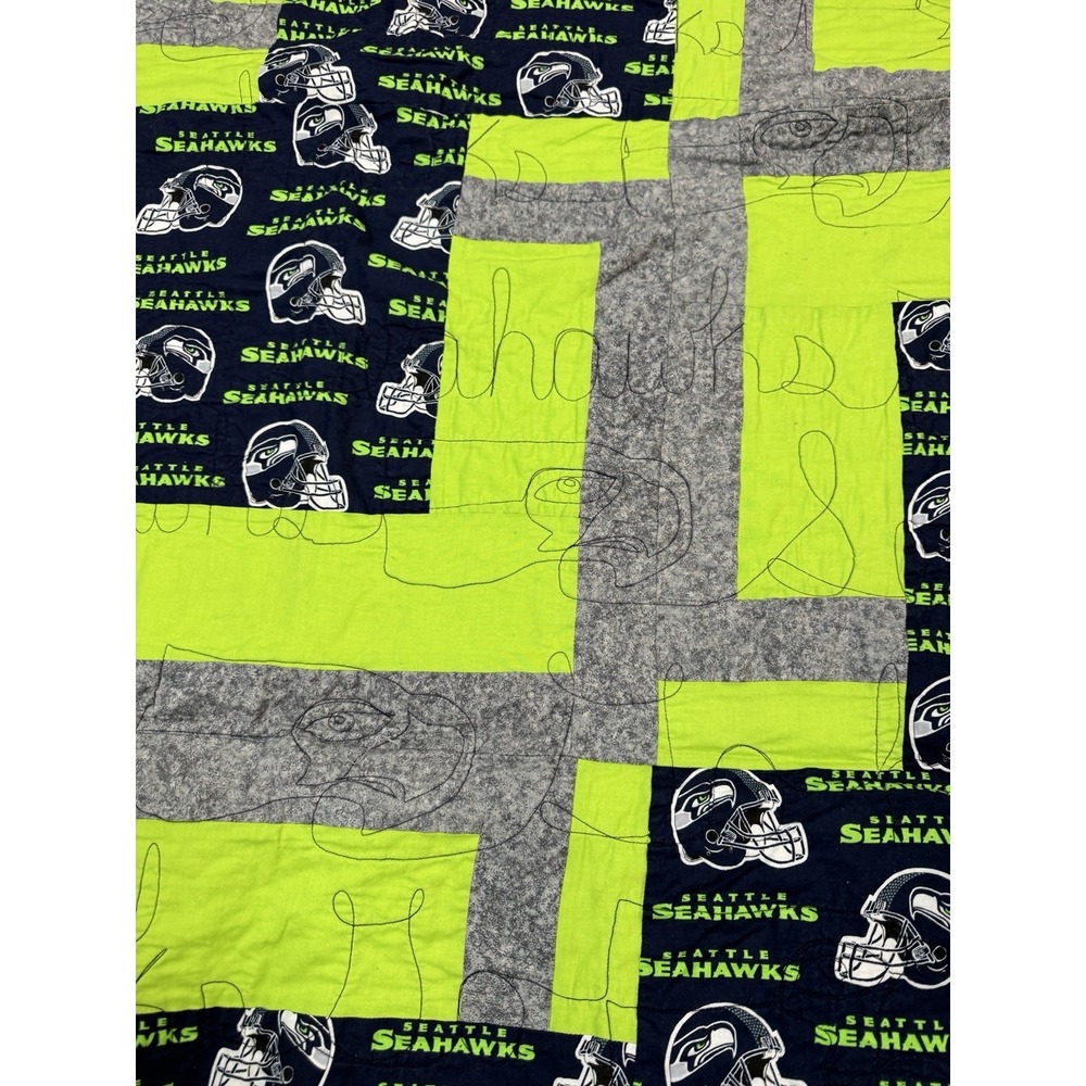 Seattle Seahawks Handmade Quilt 48 x 64 Patchwork Throw Blanket Football